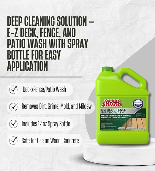 2x Mold Armor Deck/Fence/Patio Wash 1 gal Bundle with Spray Bottle â Removes Mold, Algae, and Brightens Wood Surfaces â Outdoor Cleaner Decks, Fences, and Patios â Gift Set (3 Items)