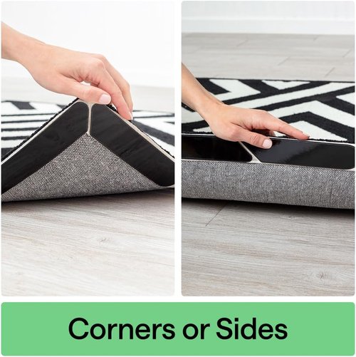 GORILLA GRIP Rug Gripper Pads - Reusable Double-Sided Stickers for Secure Carpet Hold | 8 Pcs