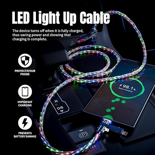 Jogrytece Travel Essentials,Dual Type-C 4 in 1 Multi Charging Cable,Universal Charging Cables for All Devices, Adapter with iPhone 17 16/15 Series/Phone/Tablet, (Multicolored,USBA+C to Type C+IP-66W)