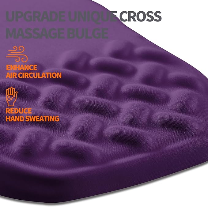 Armanza Ergonomic Slope Mouse Pad Wrist Support, Wrist Rest Mousepad for Carpal Tunnel Pain Relief with Massage Bulge and Slow Rebound Memory Foam (12x8 inch, Deep Purple)