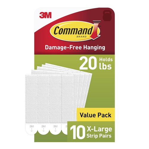 Command 20 lb XL Heavyweight Picture Hanging Strips - Damage-Free Hangers for Frames | 10 Pairs, White Adhesive