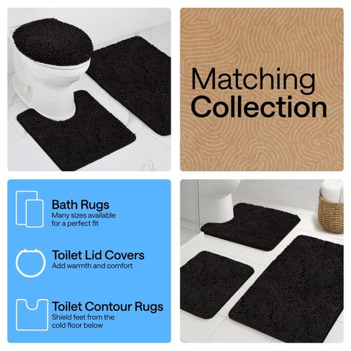GORILLA GRIP Bath Rug Mat 60x24, Thick Soft Absorbent Chenille, Quick Dry Microfiber Mats, Rubber Backing Washable Shower Floor Rugs, Bathmat Runner, US Designed Bathroom Home Decor Accessories Black