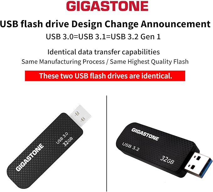 GIGASTONE 32GB USB 3.2 Flash Drive 10-Pack, 80MB/s High-Speed Data Transfer, Carbon Fiber Design, Retractable