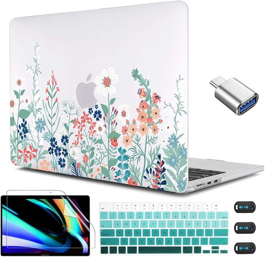 CISSOOK for MacBook Air 13.6 Inch Case 2022 2023 2024 2025 2026 Release Model A2681 A3113 A3240 A3449, Matte Frosted Hard Shell Cover with Keyboard Cover for MacBook Air 13.6 M2 M3 M4 M5 - Wildflowers