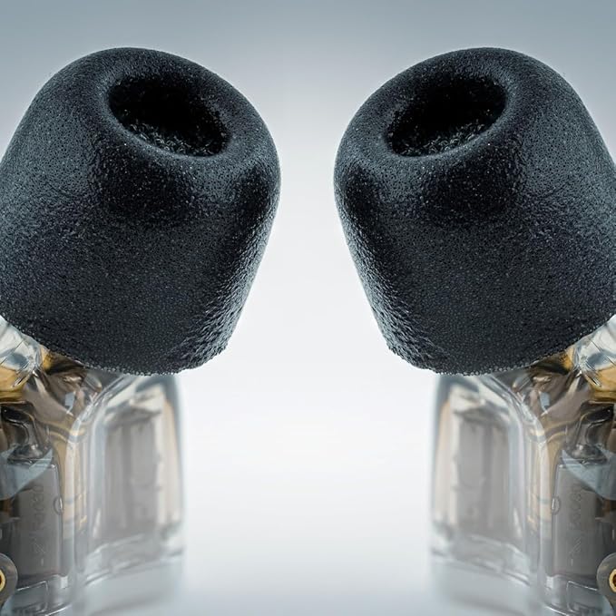 Comply 100 Core Series | Memory Foam Replacement IEM Ear Tips for Etymotic, Westone, Klipsch & More | Superior Noise Isolation, Ultimate Comfort, Secure Fit | Round, Black, (S/M/L) (3 Pairs)