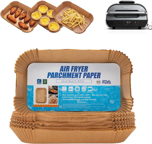 Ninja Foodi XL Air Fryer Liners - 100PCS Rectangular Disposable Paper for Easy Cooking Cleanup