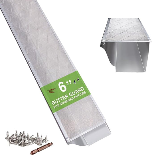 Gutter Guard â 100% Stainless-Steel Micro-Mesh Design, Pine Needle & Small Debris Protection, Fits 6 in KâStyle & HalfâRound Gutters, DIY Screws Included (50ft, 15pcs, 6in x 40in)