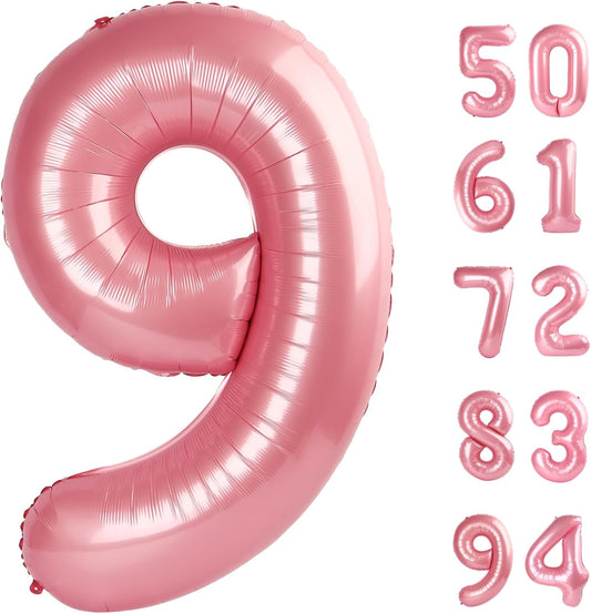 Pearlescent Pink Number 9 Balloon - 40 Inch Giant Birthday Decoration for Girls | Perfect for 9th, 19th, and 29th Parties