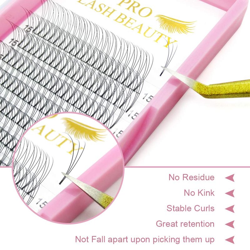 Premade Fans Eyelash Extensions 12D-D-0.07-11 Premade Volume Lash Extensions 320 Fans Pointed Base Fans 0.07 Premade Volume Fans C D Curl(12D-D-0.07-11)