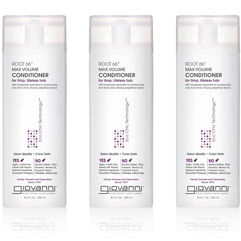 GIOVANNI 2chic Root 66 Max Volume Conditioner - Conditioner for Fine Hair, Helps Strengthen & Protect Fine, Lifeless Hair, Volumizing Conditioner, Natural Botanical Ingredients - 34 Fl Oz (4 Pack)