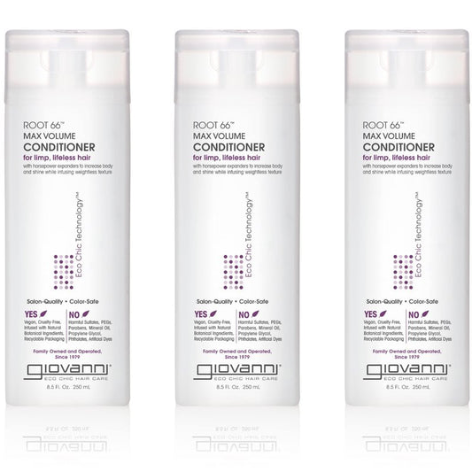 GIOVANNI 2chic Root 66 Max Volume Conditioner - Conditioner for Fine Hair, Helps Strengthen & Protect Fine, Lifeless Hair, Volumizing Conditioner, Natural Botanical Ingredients - 34 Fl Oz (4 Pack)