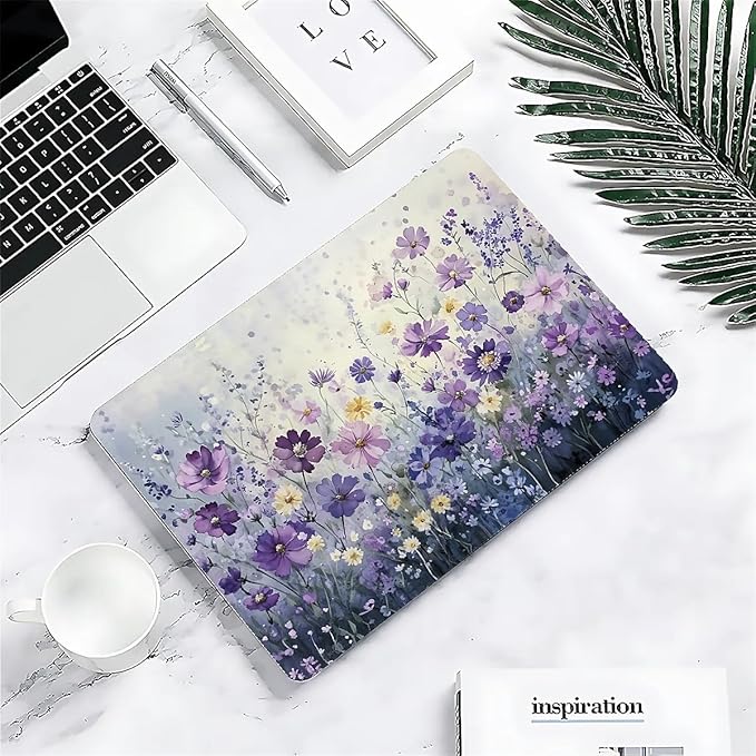 COTAIL Compatible with MacBook Air 13.3 13.6 Inch Case 2022 2021 2020 2019 Plastic Hard Shell Case Cover,13.6 Air (A2681) M2 2022, Purple Wildflowers