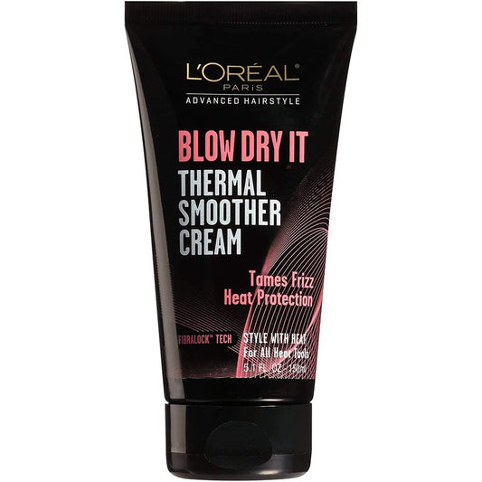 L'Oreal Paris Advanced Hairstyle Thermal Smoother Cream - 5.1 Oz for Frizz Control & Heat Protection