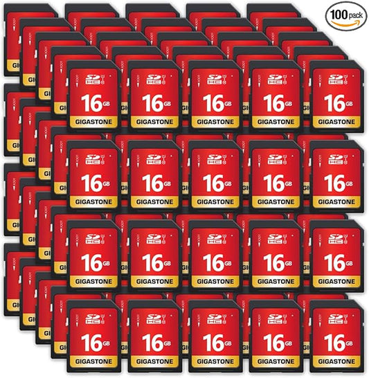 GIGASTONE 16GB SD Card 100-Pack UHS-I U1 Class 10 SDHC Memory Card High Speed Full HD Video Compatible with Digital Camera, SPYPOINT TACTACAM Trail