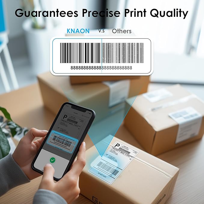 KNAON Bluetooth Thermal Shipping Label Printer, 4x6 Portable Thermal Address Label Printer for Small Business, Compatible with iPhone,Android,Windows,Mac,–Works with Etsy Shopify USPS&More, Pink