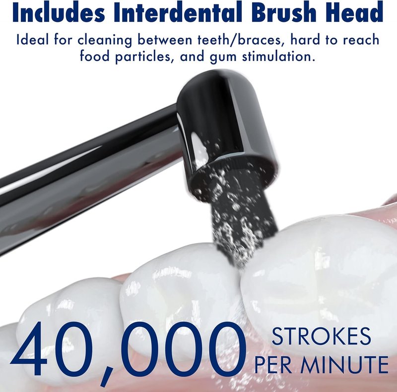 Sonic-FX Solo Electric Toothbrush - 10 Brush Heads, Charcoal Bristles, Rechargeable | Smart Timer, 3 Modes, Blue
