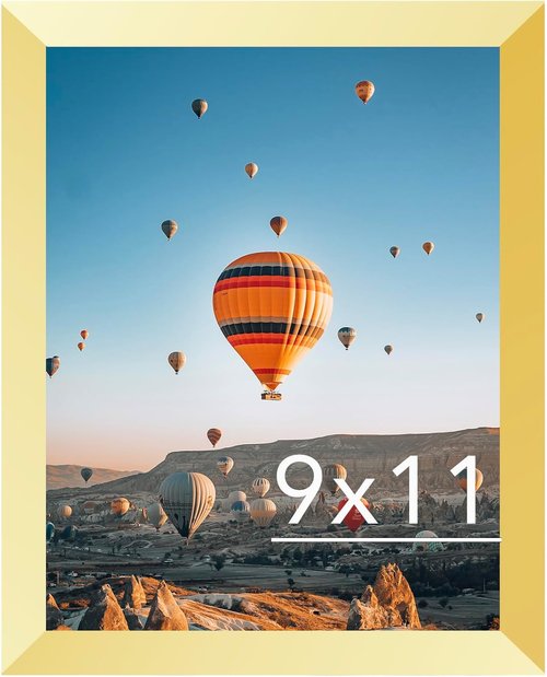 JCJMY 9x11 Gold Picture Frame - Versatile Wall or Tabletop Display | Shatter-Resistant Plexiglass