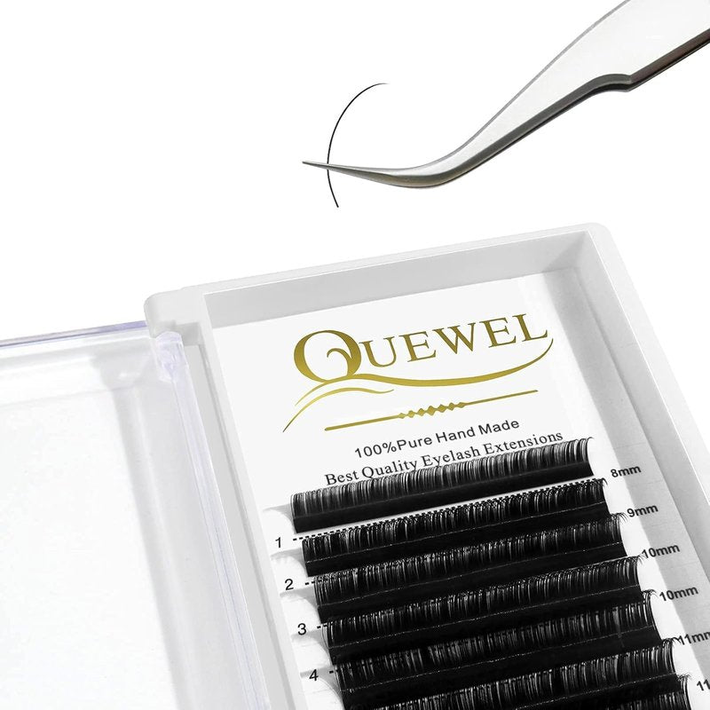 Volume Eyelash Extensions - 0.07 D Curl Mixed Tray (8-15mm) + Classic 0.15 D Curl (8-14mm) + Strong Black Adhesive (6ml)
