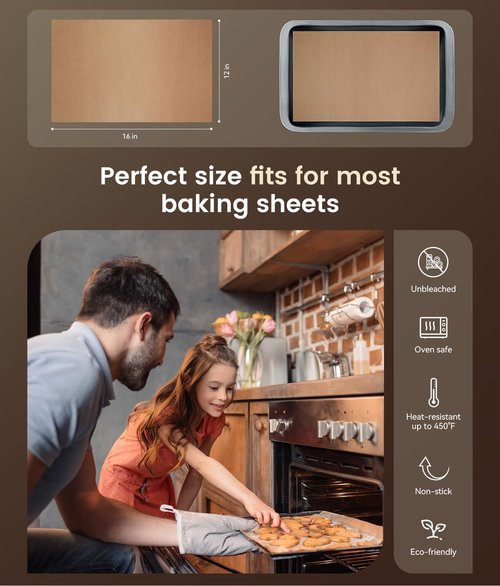 300 PCS Skiennix Parchment Paper Sheets - Non-Stick Unbleached Baking Liners, 12x16 Inches