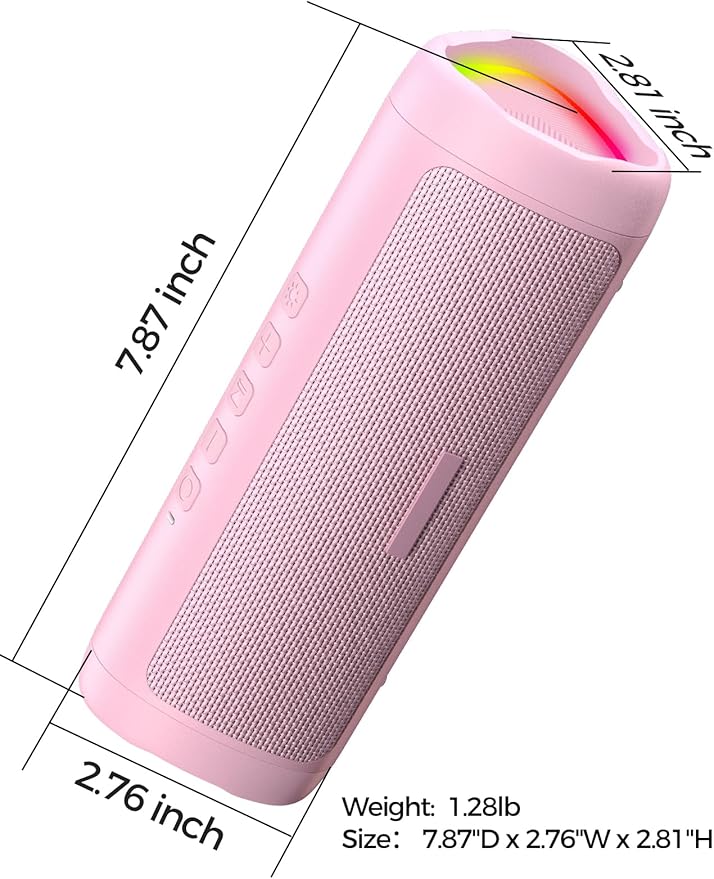 Bluetooth Speaker, 20W HD Sound, Portable Wireless, IPX5 Waterproof, Up to 24H Playtime, TWS, for Home/Party/Outdoor/Camping/Beach Essentials, Birthday Gift for Fathers Day Men Dad Husband (Pink)
