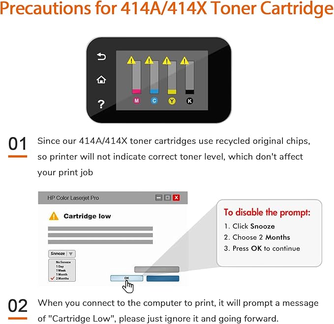 Jeostarky 414x Toner Cartridges 4 Pack High Yield Replacement for HP 414x Toner 414a W2020x Compatible with HP Color Laserjet Pro MFP M479fdw M479fdn M454dw M454dn M480f Printer