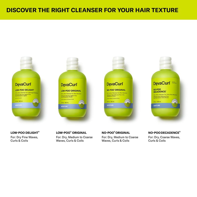 DevaCurl Low-Poo Original Mild Lather Cleanser for Rich Moisture, Green Oasis, 32 fl. oz.