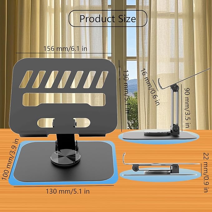 TAPMEI Large Metal Tablet Stand 360° Rotation for 4-16” Tablet, Grey