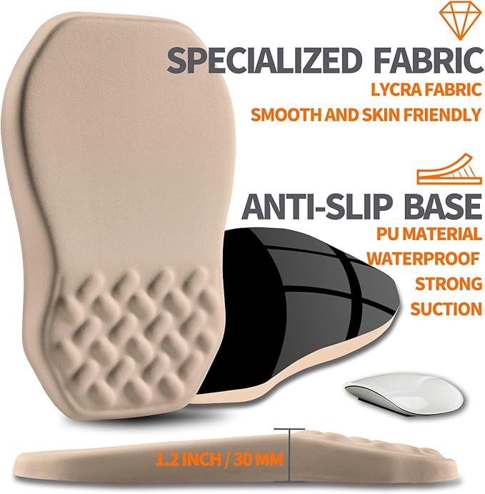 Armanza Ergonomic Slope Mouse Pad Wrist Support, Wrist Rest Mousepad for Carpal Tunnel Pain Relief with Massage Bulge and Slow Rebound Memory Foam (12x8 inch, Sand Color)