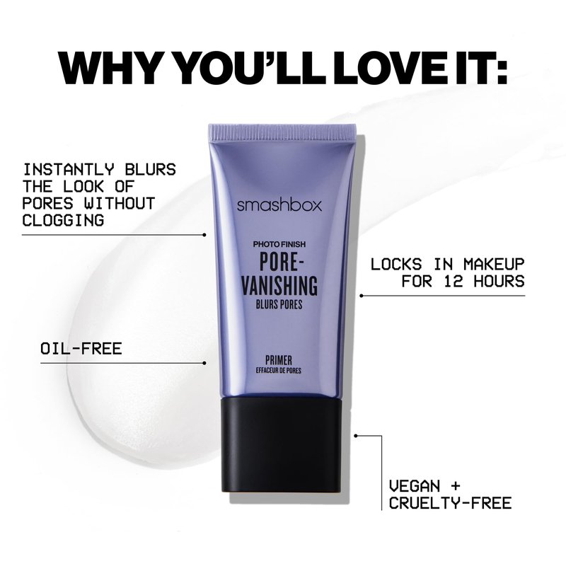 Smashbox Pore Vanishing Primer | Controls Shine, Blurs Pores + Locks in Makeup with a Matte Finish, 1 Fl Oz