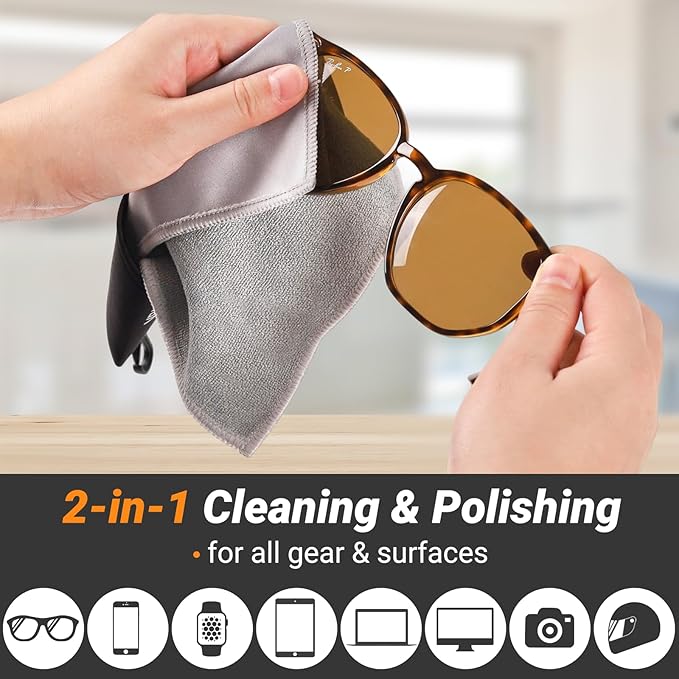 Portable Glasses Cloth Keychain,2-Sided Glasses Cleaner & Polishing Cloths Pouch,Microfiber Eye Glasses Lens Cleaning Coth Wipes Kit Pocket,Color 6X 6-Inch