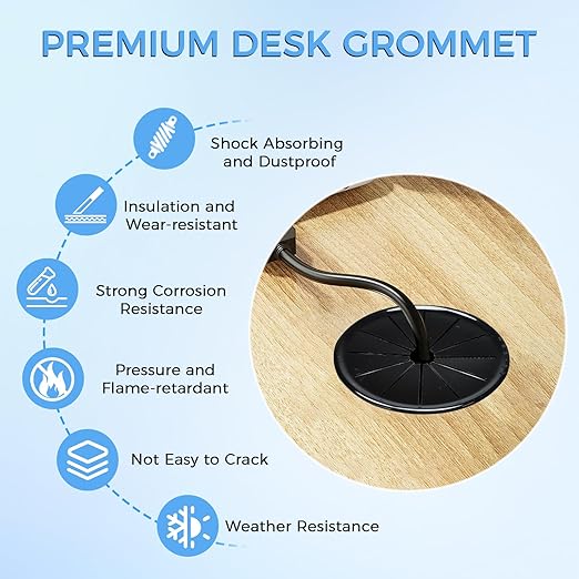BOPOREAE 50 Pcs Cable Grommet, Snap Bushing 1/2" (13 mm) Mounting Diameter, Flexible Petal-Shaped Buckle Round Nylon Desk Grommet for Wires Through Countertop Cord Organizer and Protection, Black
