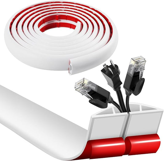 BEIEBIJOB Self Adhesive Floor Cord Cover, Cable Protector, 3.3ft, White