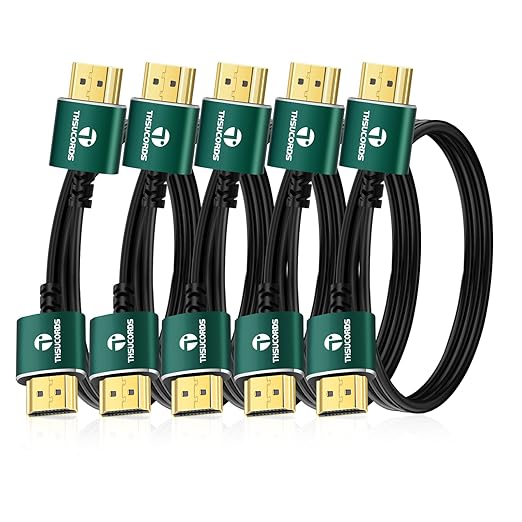 Thsucords Slim HDMI Cables 10FT 5Pack, Ultra Soft & Thin HDMI to HDMI Cord, Extreme Flexible & Skinny HDMI Wire Supports High Speed 4K@60Hz 18gbps 2160p 1080p