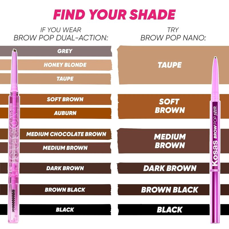 Kosas Eyebrow Pencil - Long-Lasting Brow Pop with Spoolie | Grey Shade