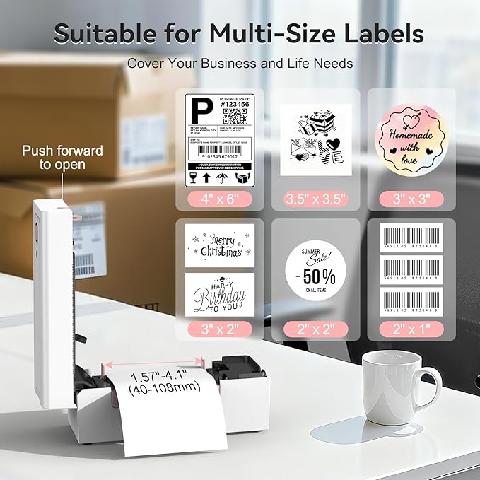 Hoorola Bluetooth Thermal Label Printer, Wireless 4x6 Shipping Label Printer for Small Business & Shipping Packages, Support iPhone, Android, Windows, macOS, Work for Amazon, Shopify, Etsy, USPS