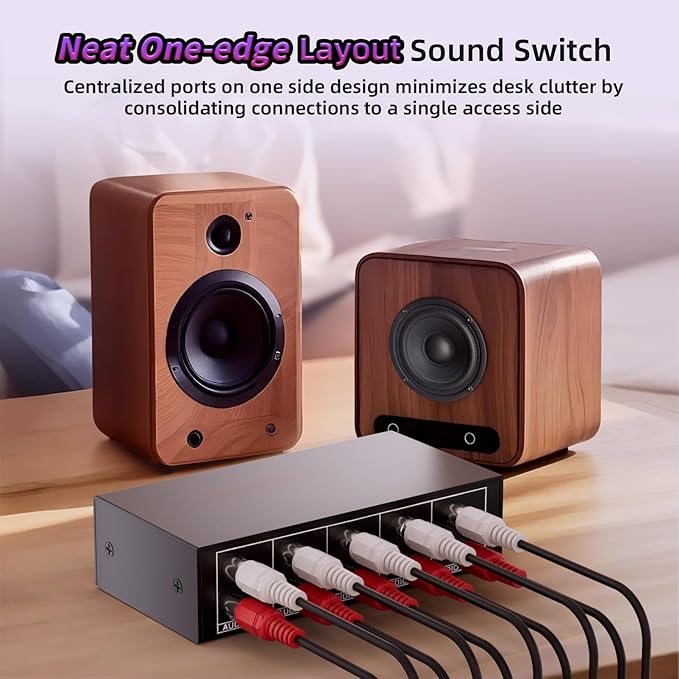 4-Way RCA L/R & 3.5mm Stereo Audio Switcher Bi-Directional Switch Selector