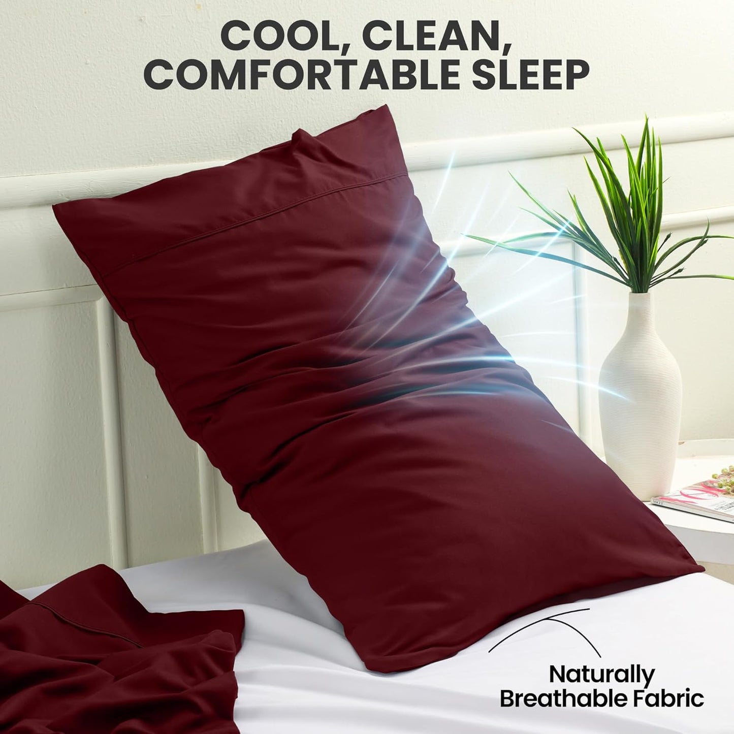 Utopia Bedding Queen Pillow Cases - Soft Brushed Microfiber - 2 Pack, Envelope Closure | 20 x 30 Inches, Burgundy