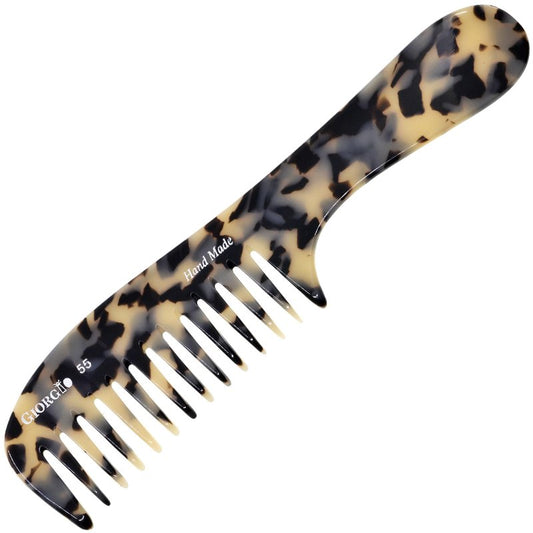 Giorgio G55 TW Wide Tooth Comb for Wet Hair Detangling Comb, Hair Comb for Thin to Medium Thickness Hair Detangler, Hair Combs for Women, Handmade Large Tooth Comb Rake Comb Saw-Cut and Hand Polished