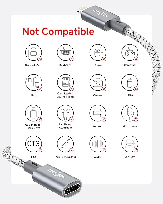 MFi Certified USB C to Lightning Adapter 2 Pack,27W PD Fast Charging & Data Sync Cable Adapter,Type C Female to Lightning Male Charger Converter for iPhone 14/13/12/11,iPad,AirPods - Not for Audio/OTG