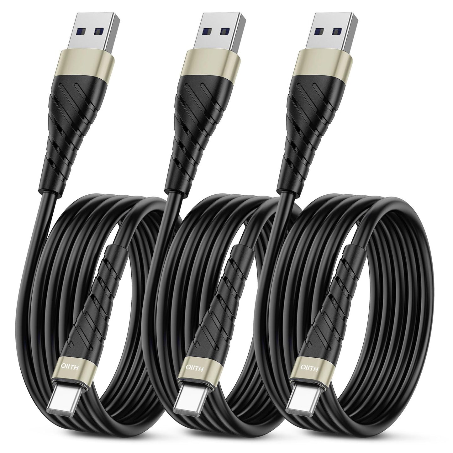 OIITH USB C Cable, USB A to USB C 3A Fast Charging (10FT 3Pack) Phone USB Type-C Charge Cable Android Charge Cord USB C Charger Cable for iPhone 15 Plus/Pro/Pro Max/Samsung/Pad/Laptop/LG/-Gold