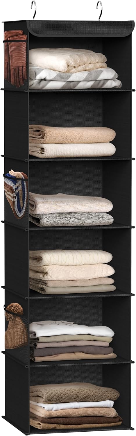 Simple Houseware 6-Shelf Closet Organizer - Versatile Hanging Storage Solution in Black
