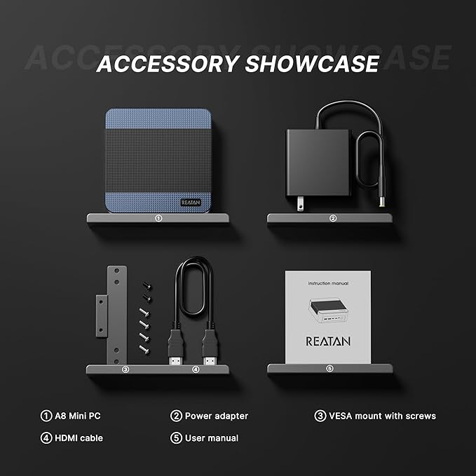 Reatan A8 Mini PC AMD Ryzen 7 8745H 16GB RAM DDR5 1TB SSD 8C/16T，up to 8K Quad-Screen Displays, WiFi 6E, OCuLink Mini Gaming Computers Home Theater Office Business