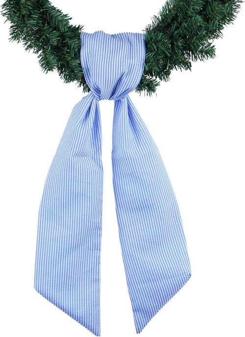 Blue Striped Wreath Sash - 5.12" Wide x 54.33" Long | Perfect for Baby Showers & Summer Weddings