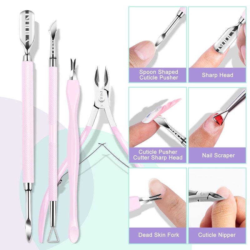 NXJ INFILILA Cuticle Kit, Manicure Kit for Women Cuticle Remover Liquid Cuticle Softener 3.38 oz, Cuticle Trimmer Cuticle Pusher, Cuticle Oil, 200PCS Nail Wipes with Nail Wipes, Gifts for Nail Care
