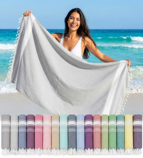 LANE LINEN Large Pool Towels, XL Beach Towel, Pre-Washed, No Shrink, Quick Dry Oversized Beach Towels, Stylish Beach Towel for Women, Sand Free Towel, 39"x71" - Grey