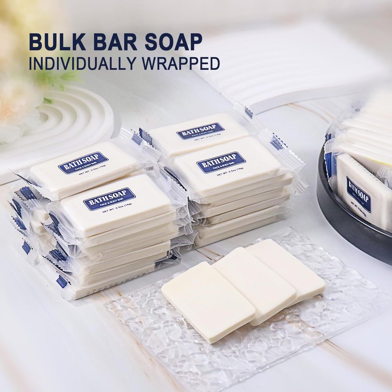SLequipo Bulk Bar Soap, 120 Pack Mini Soap Bars Bulk Individually Wrapped, 0.5 oz Travel Soap Small Hotel Soaps Travel Size Toiletries for Hotel Bathroom