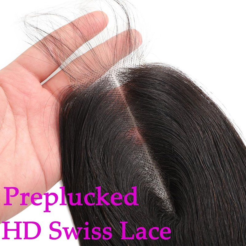 2x6 Human Hair HD Transparent Lace Closure - Body Wave, 16-Inch, Natural Black, Glueless, Pre-Plucked