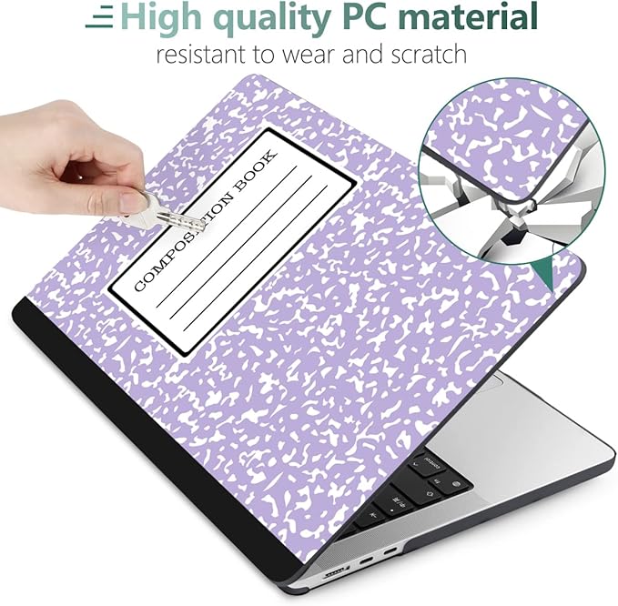 MEEgoodo Case for M5/M4/M3/M2 MacBook Air 13 inch Case 2026 2025 2024 2022, Fit Model A3449/A3240/A3113/A2681, Laptop Hard Shell Compatible with MacBook Air 13.6-inch, Composition Book Purple