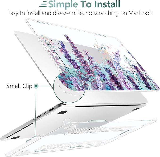DONGKE Compatible with MacBook Pro 16 Inch Case (2026-2021 Release, M5 M4 M3 M2 M1 Pro/Max Chip), Plastic Hard Shell Cover with Keyboard Cover & Screen Protector for MacBook Pro 16", Lavender Flowers