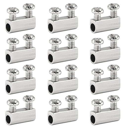Biaungdo 12 Pcs Stainless Steel Wire Rope Cable Clamp, Adjustable New Upgrade Double Hole Wire Rope Clamp Fastener